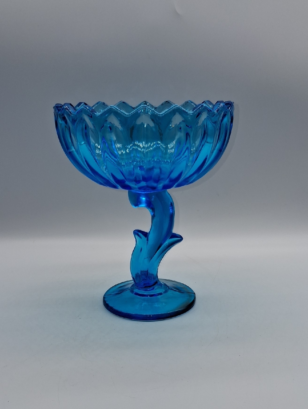 Indian Glass Lotus Flower Bowl Blue